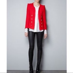 ZARA red tweed jacket. Size Medium